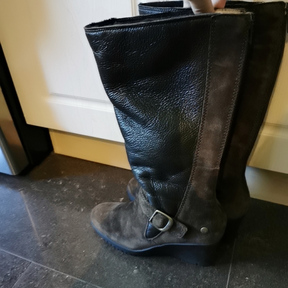 UGG suede slope heel boots